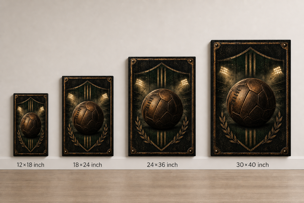 Man Cave Soccer Decor Canvas Wall Art canvas size comparison