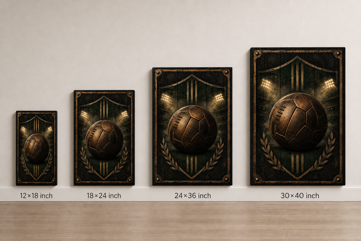 Man Cave Soccer Decor Canvas Wall Art canvas size comparison