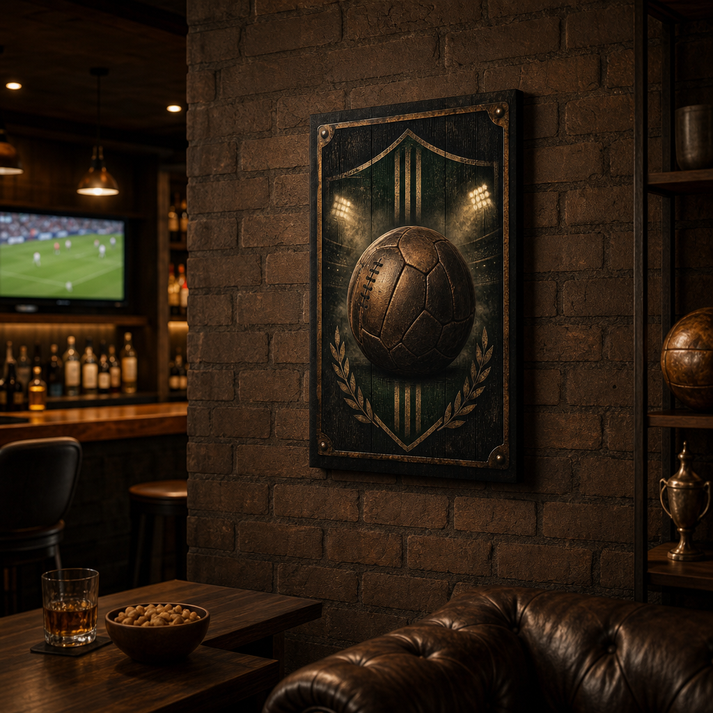 Man Cave Soccer Decor Canvas Wall Art 18×24 inch wrapped canvas wall mockup