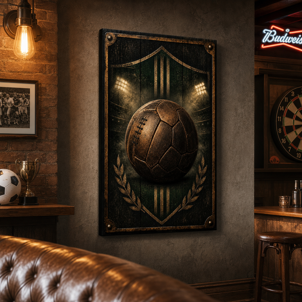 Man Cave Soccer Decor Canvas Wall Art 24×36 inch wrapped canvas wall mockup