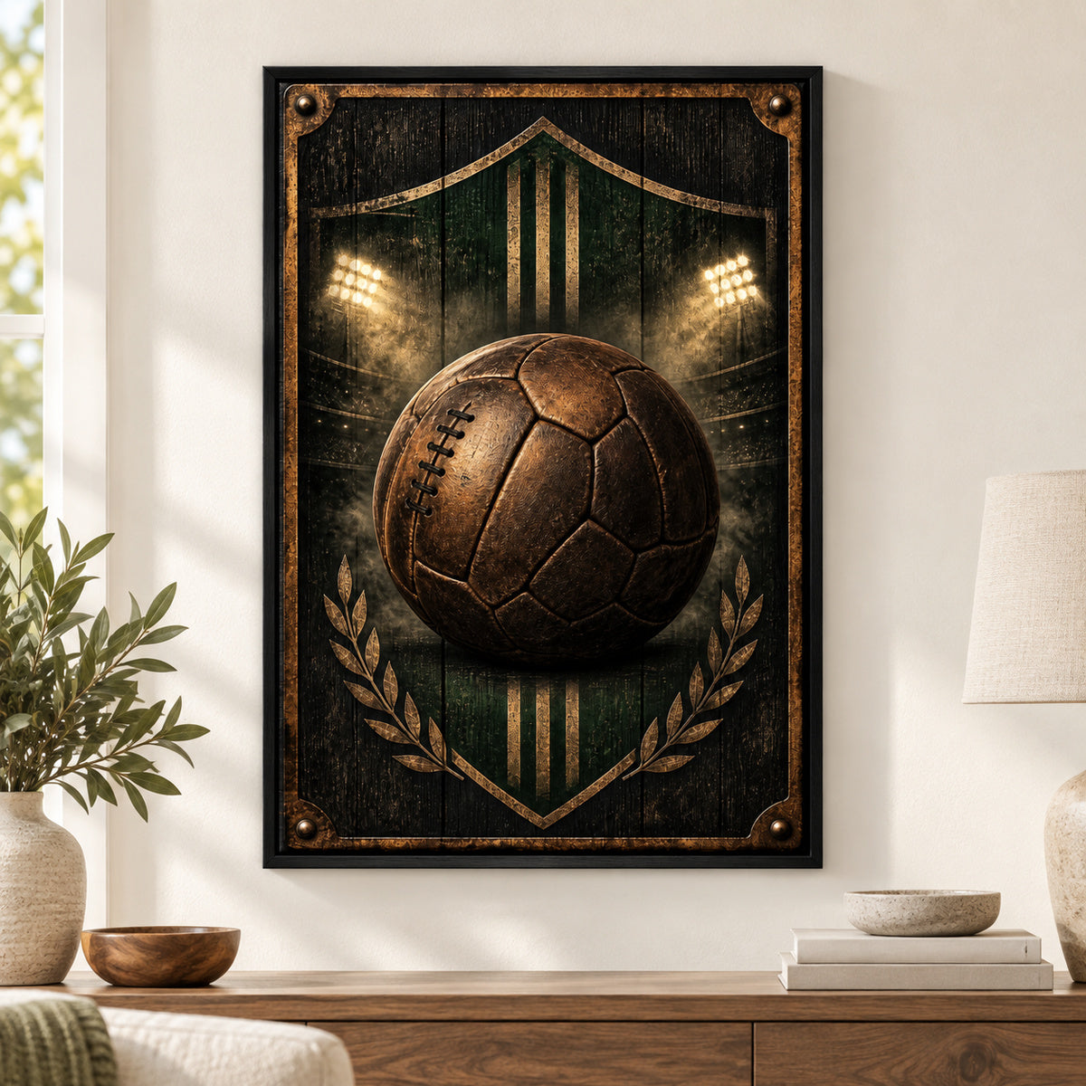 Man Cave Soccer Canvas Painting for Game Room Decor | black_independent_close