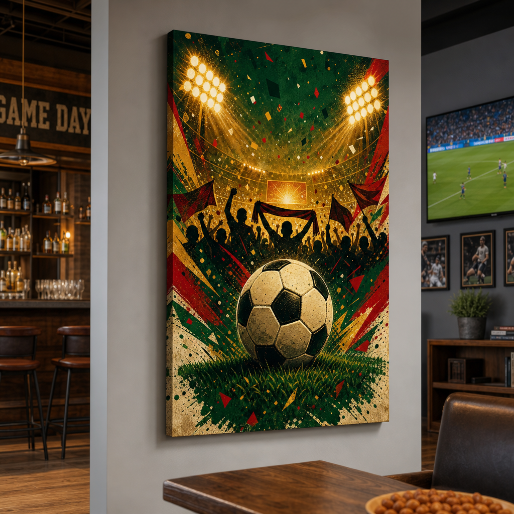 Match Day Wall Art Soccer Canvas 24×36 inch wrapped canvas wall mockup