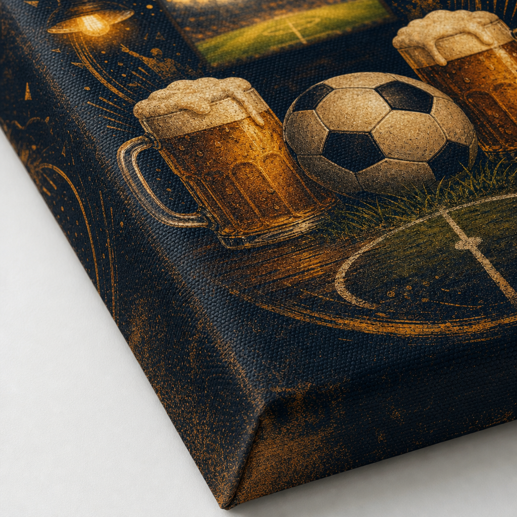 Beer and Football Night Canvas Wall Art canvas print detail