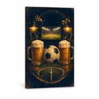 Beer and Football Night Canvas Wall Art white background left side wrapped canvas main image