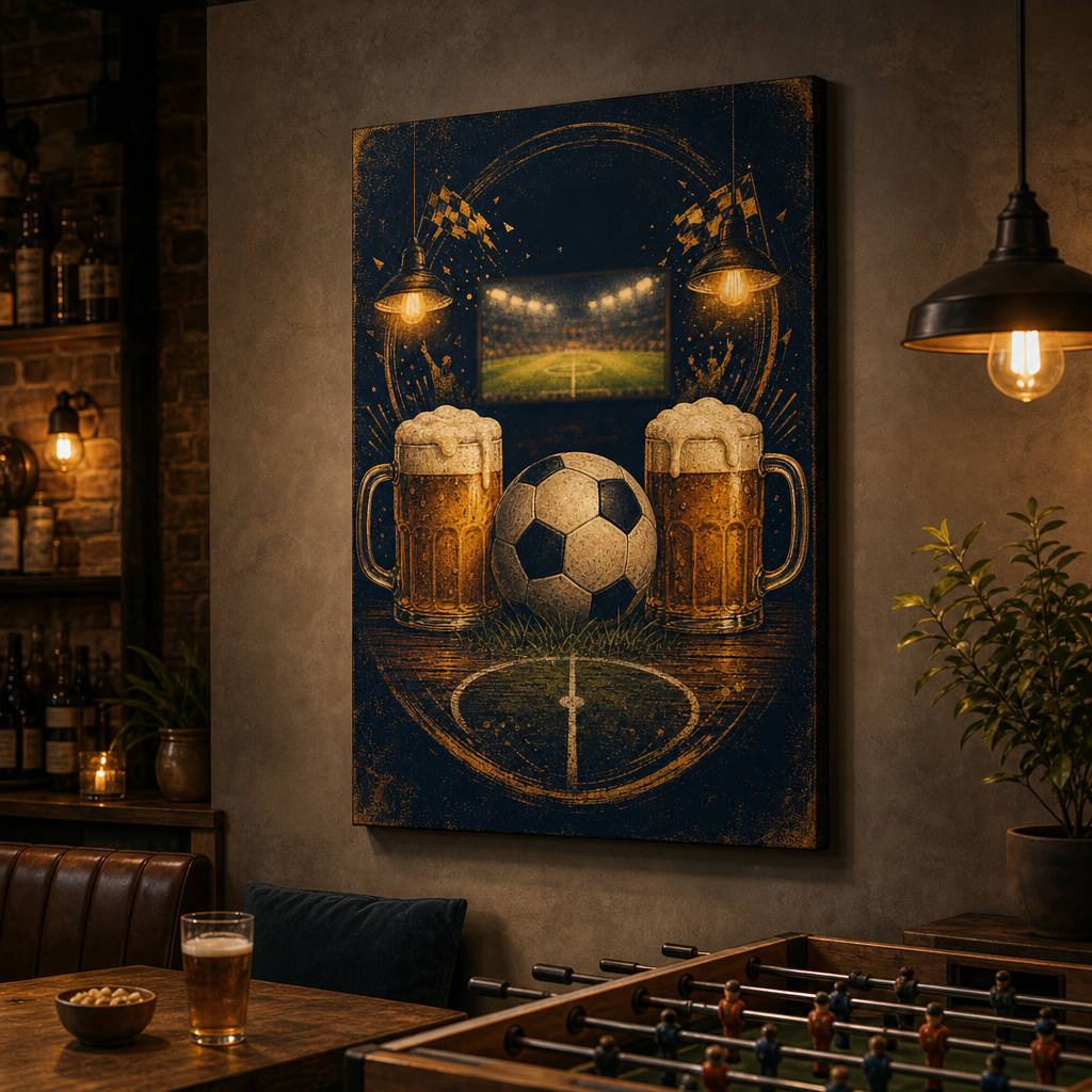 Beer and Football Night Canvas Wall Art 30×40 inch wrapped canvas wall mockup