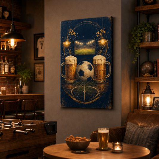 Beer and Football Night Canvas Wall Art wall scene mockup