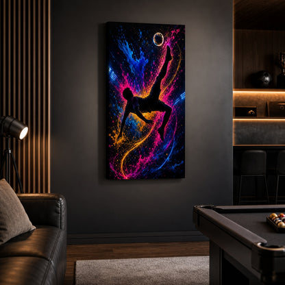 Soccer Bicycle Kick Silhouette Canvas Wall Art wall scene mockup