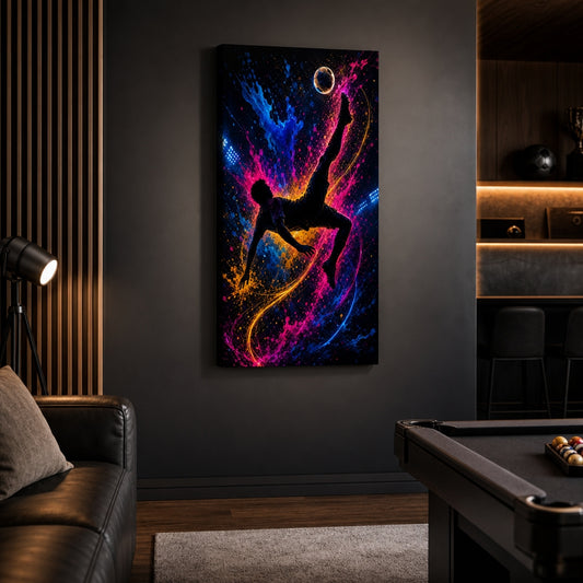 Soccer Bicycle Kick Silhouette Canvas Wall Art wall scene mockup