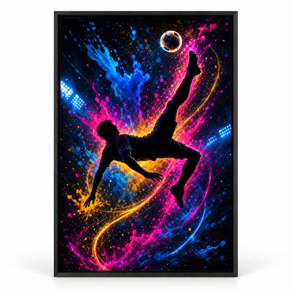 Soccer Bicycle Kick Silhouette Canvas Painting Wall Decor | black_sku