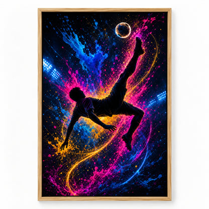 Soccer Bicycle Kick Silhouette Canvas Painting Wall Decor | brown_sku