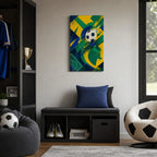 Samba Passion Abstract Soccer Canvas Wall Art 12×18 inch thin wrapped canvas wall mockup