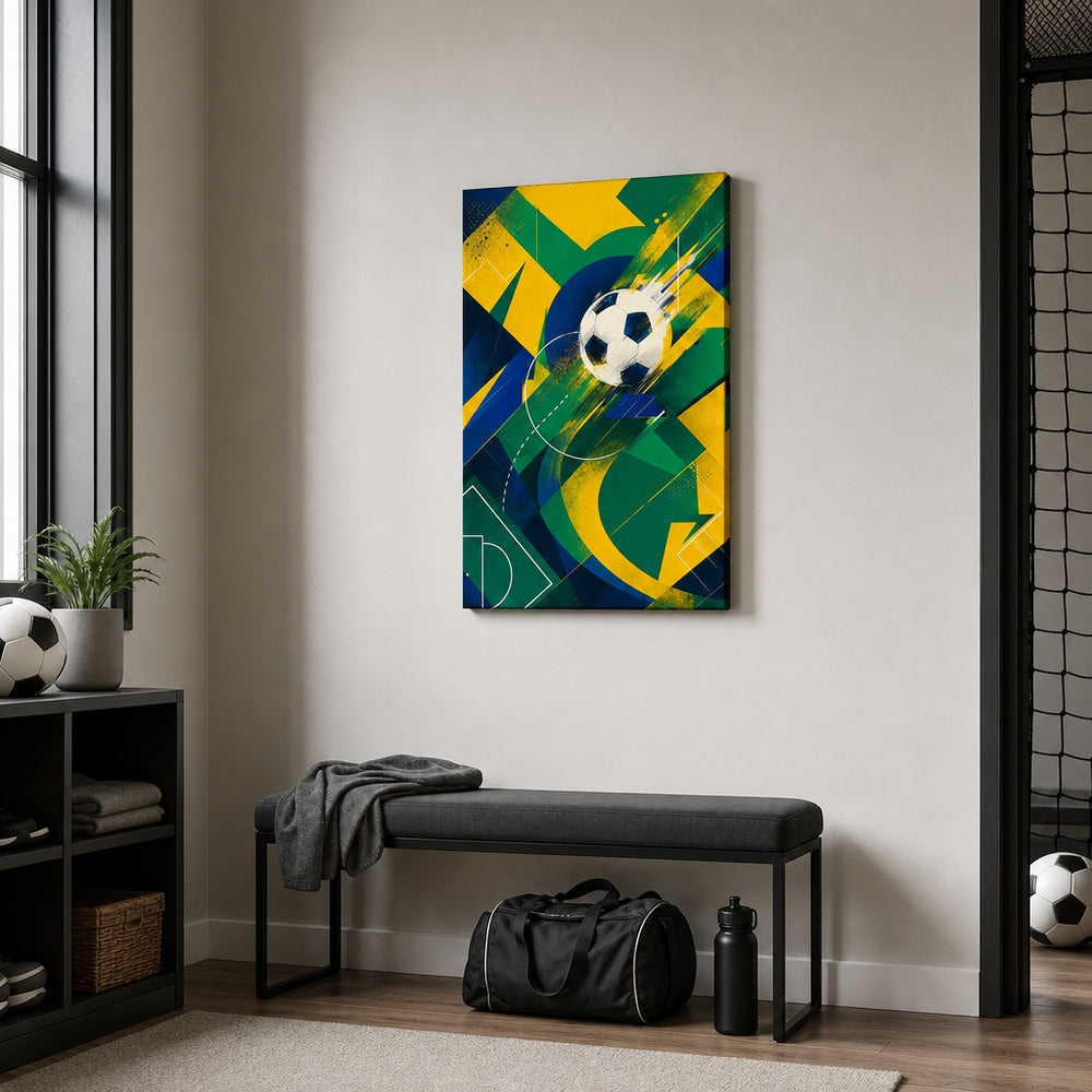 Samba Passion Abstract Soccer Canvas Wall Art 18×24 inch wrapped canvas wall mockup