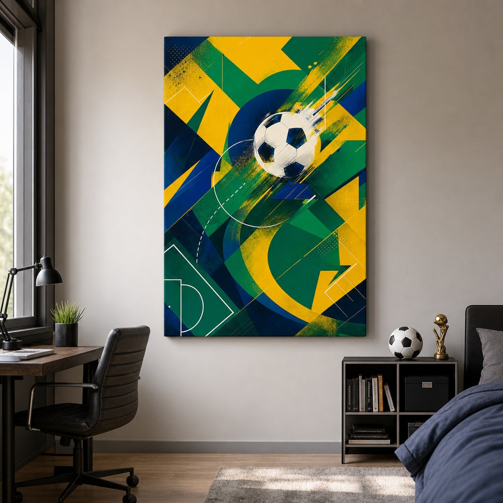 Samba Passion Abstract Soccer Canvas Wall Art 30×40 inch wrapped canvas wall mockup