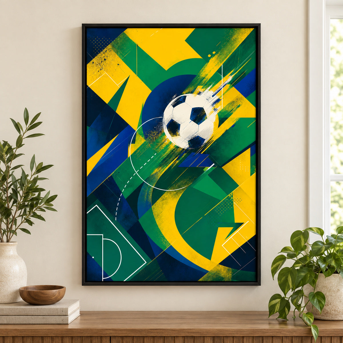 Samba Passion Abstract Soccer Canvas Painting Wall Decor | black_independent_close