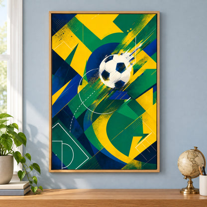 Samba Passion Abstract Soccer Canvas Painting Wall Decor | brown_independent_close