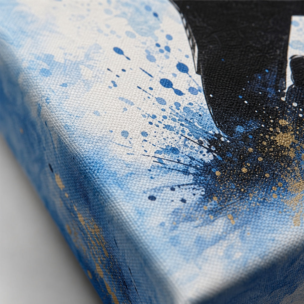 Sky Blue Celebration Silhouette Soccer Canvas Wall Art macro canvas print texture detail