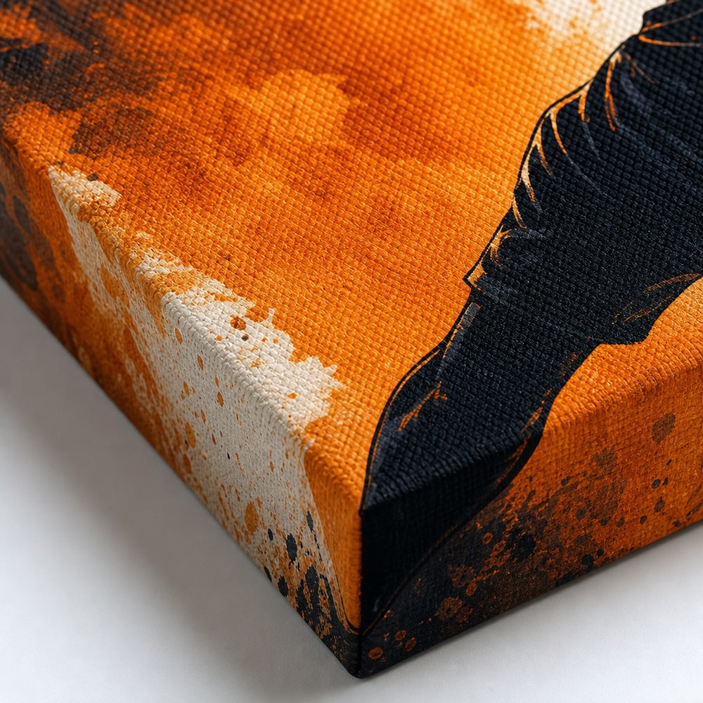 Orange Free Kick Silhouette Soccer Canvas Wall Art macro canvas print texture detail
