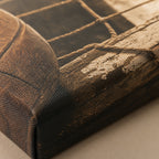 Vintage Leather Soccer Ball and Net Canvas Wall Art macro canvas print texture detail