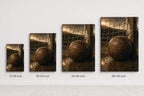 Vintage Leather Soccer Ball and Net Canvas Wall Art canvas size comparison