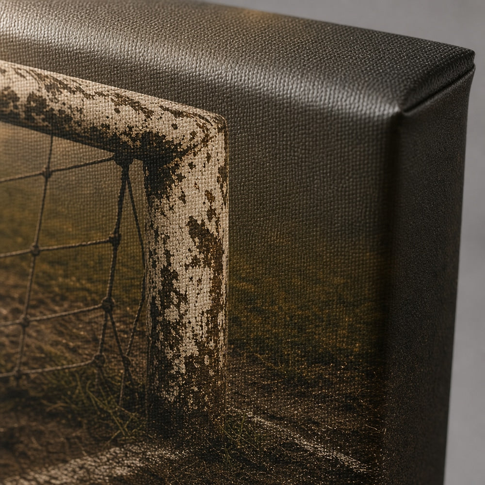 Old Goalpost Rain Soccer Canvas Wall Art macro canvas print texture detail