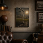 Old Goalpost Rain Soccer Canvas Wall Art 12×18 inch thin wrapped canvas wall mockup
