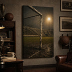 Old Goalpost Rain Soccer Canvas Wall Art 24×36 inch wrapped canvas wall mockup