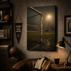 Old Goalpost Rain Soccer Canvas Wall Art wall scene mockup