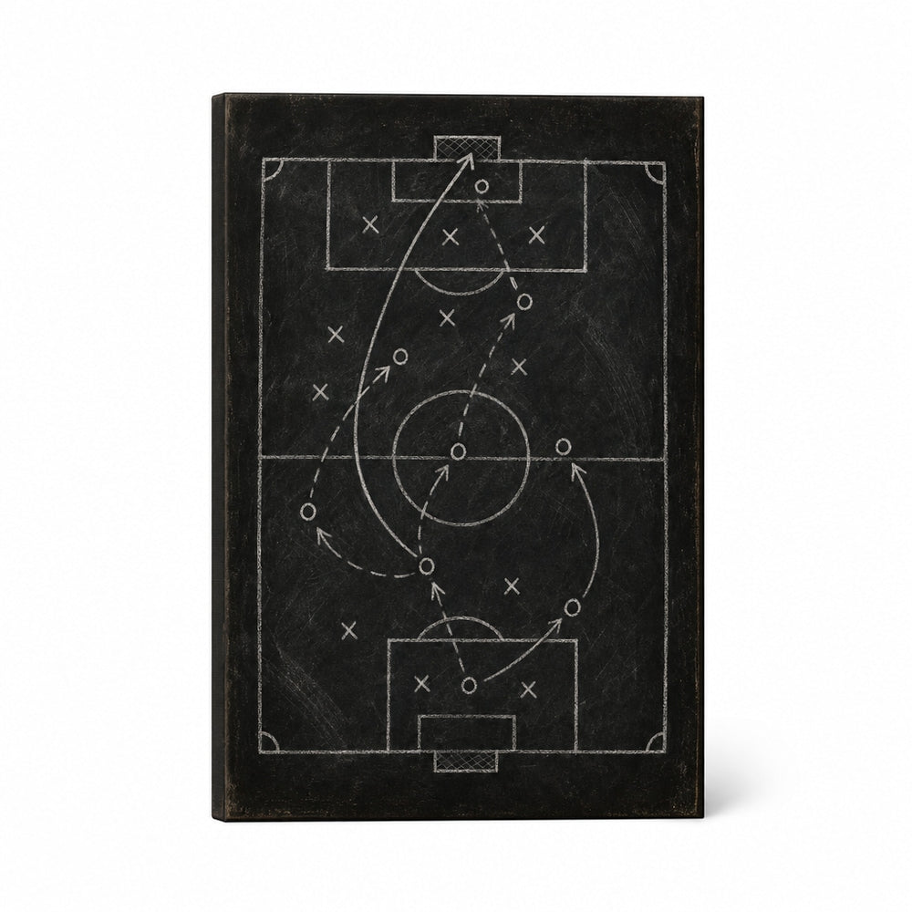 Chalkboard Tactical Soccer Canvas Wall Art white background left side wrapped canvas main image