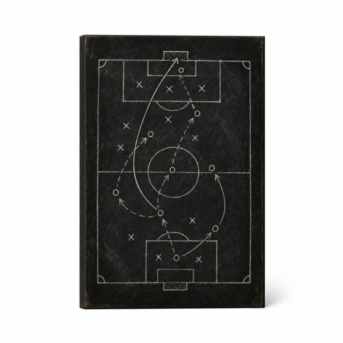 Chalkboard Tactical Soccer Canvas Wall Art white background left side wrapped canvas main image