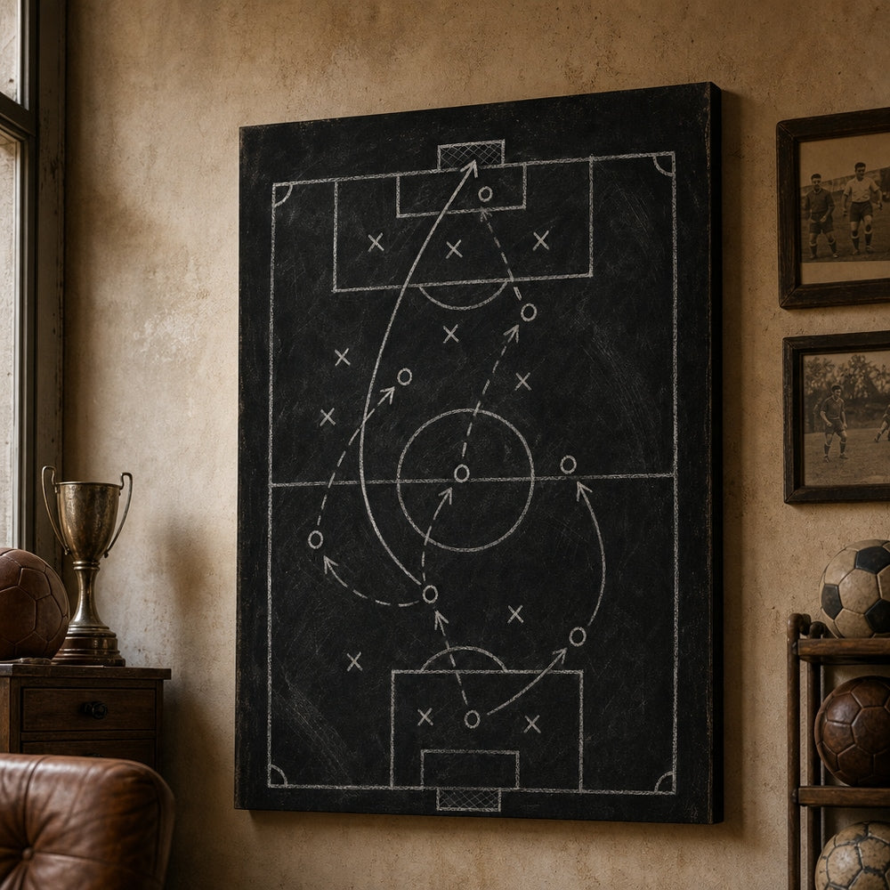 Chalkboard Tactical Soccer Canvas Wall Art 30×40 inch wrapped canvas wall mockup