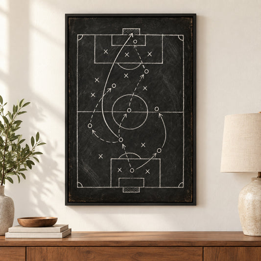 Chalkboard Tactical Soccer Sports Canvas Painting Wall Decor | black_independent_close
