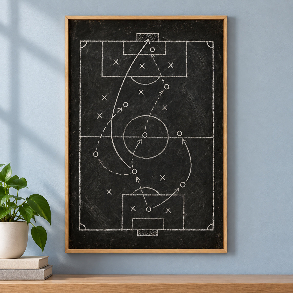 Chalkboard Tactical Soccer Sports Canvas Painting Wall Decor | brown_independent_close