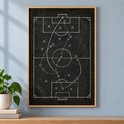 Chalkboard Tactical Soccer Sports Canvas Painting Wall Decor | brown_independent_close