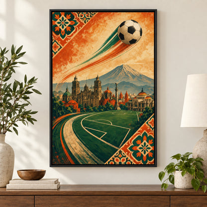 Mexico City Heritage Soccer Canvas Painting Wall Decor | black_independent_close