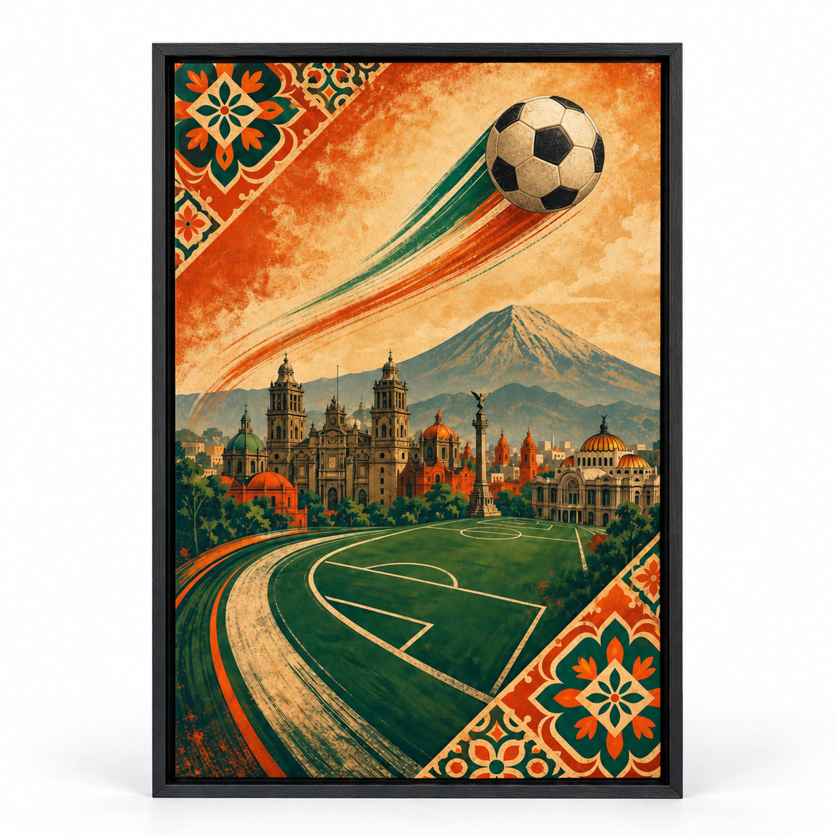 Mexico City Heritage Soccer Canvas Painting Wall Decor | black_sku