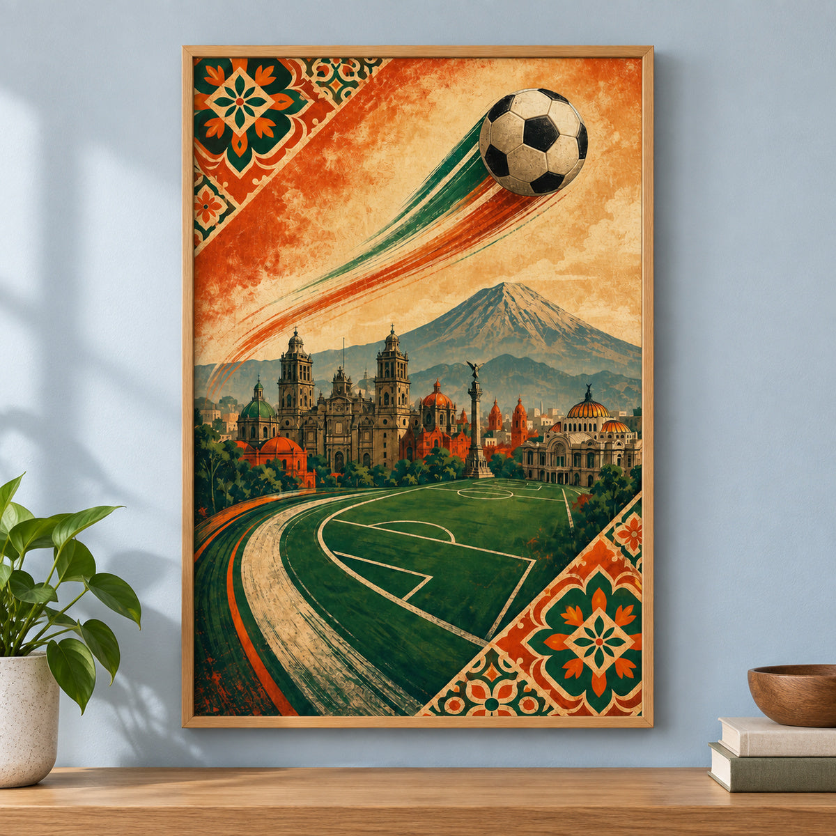 Mexico City Heritage Soccer Canvas Painting Wall Decor | brown_independent_close