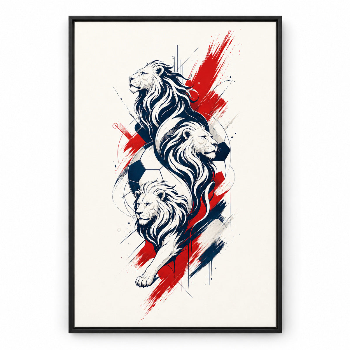 England Three Lions National Pride Soccer Canvas Wall Art | black_sku