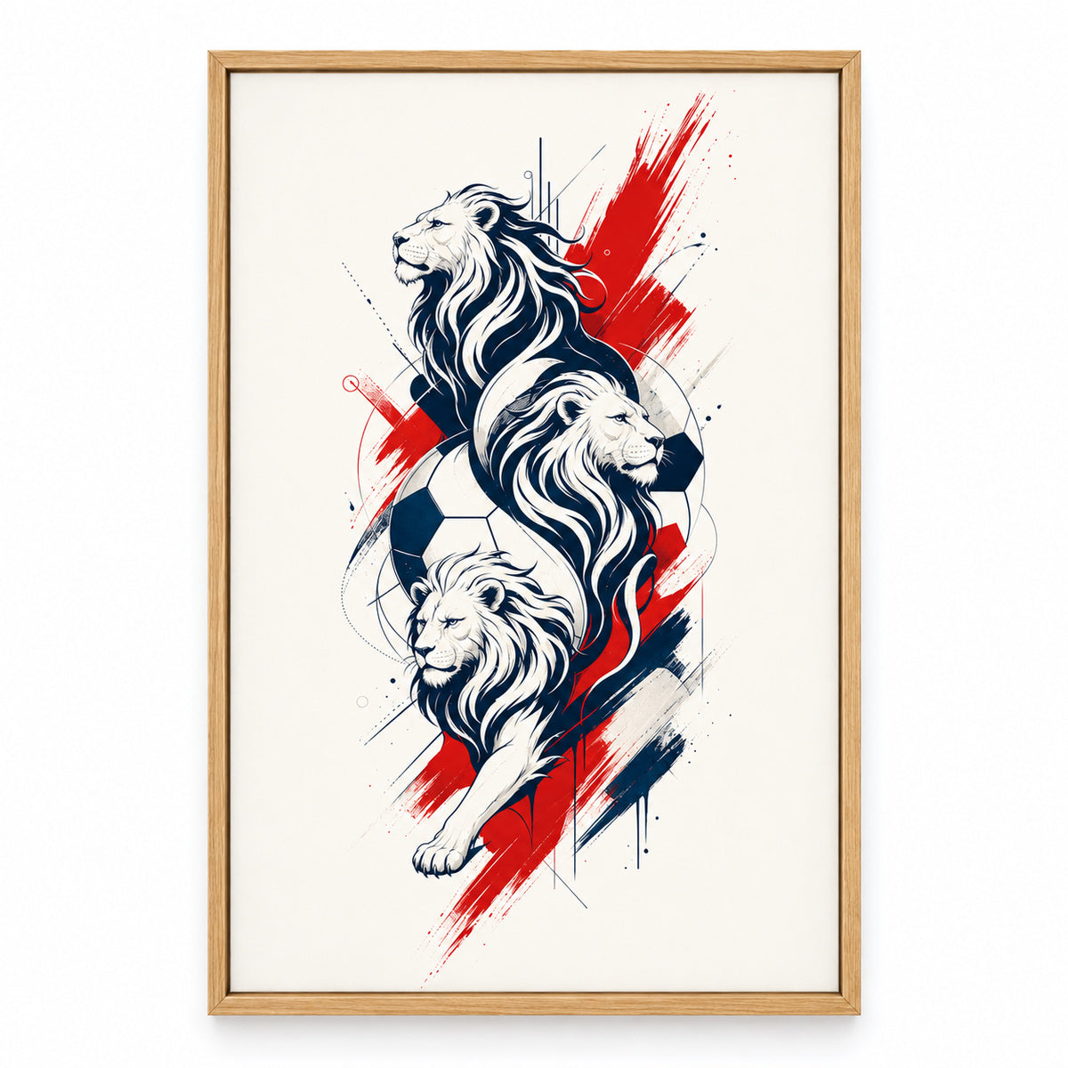 England Three Lions National Pride Soccer Canvas Wall Art | brown_sku