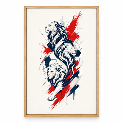 England Three Lions National Pride Soccer Canvas Wall Art | brown_sku