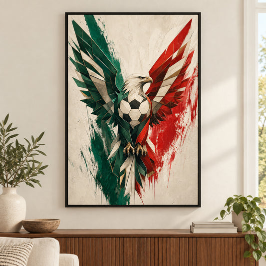 Mexico Eagle National Pride Soccer Canvas Wall Art | black_independent_close