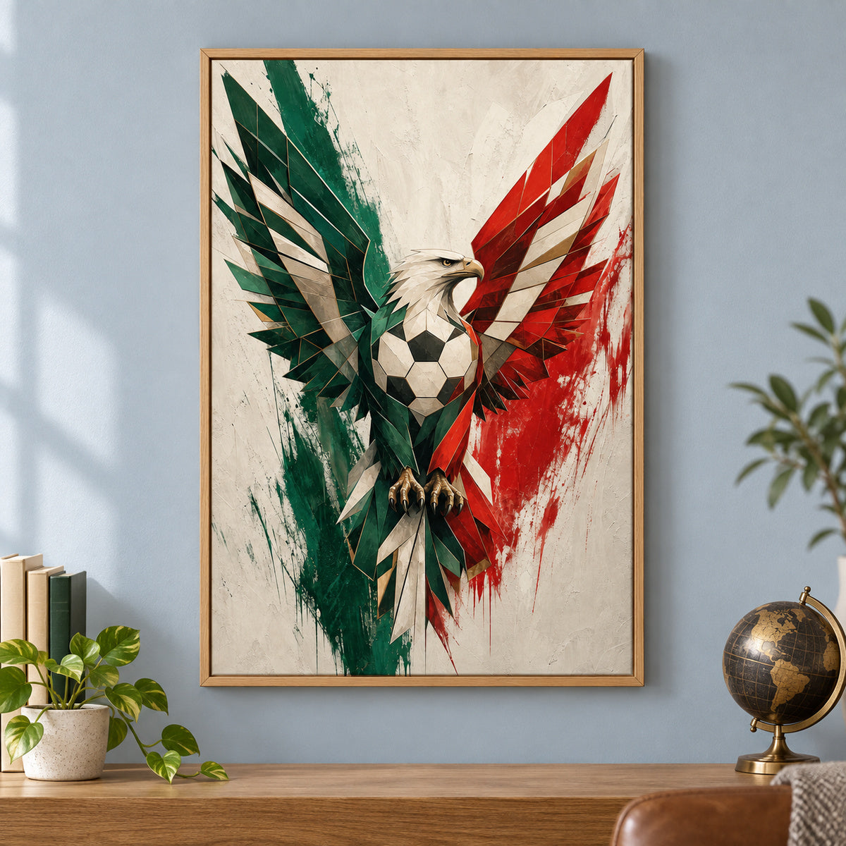 Mexico Eagle National Pride Soccer Canvas Wall Art | brown_independent_close