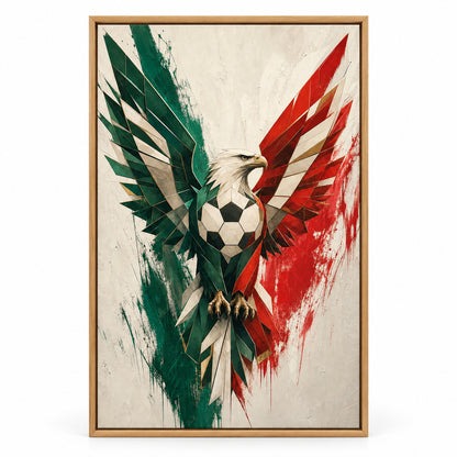 Mexico Eagle National Pride Soccer Canvas Wall Art | brown_sku