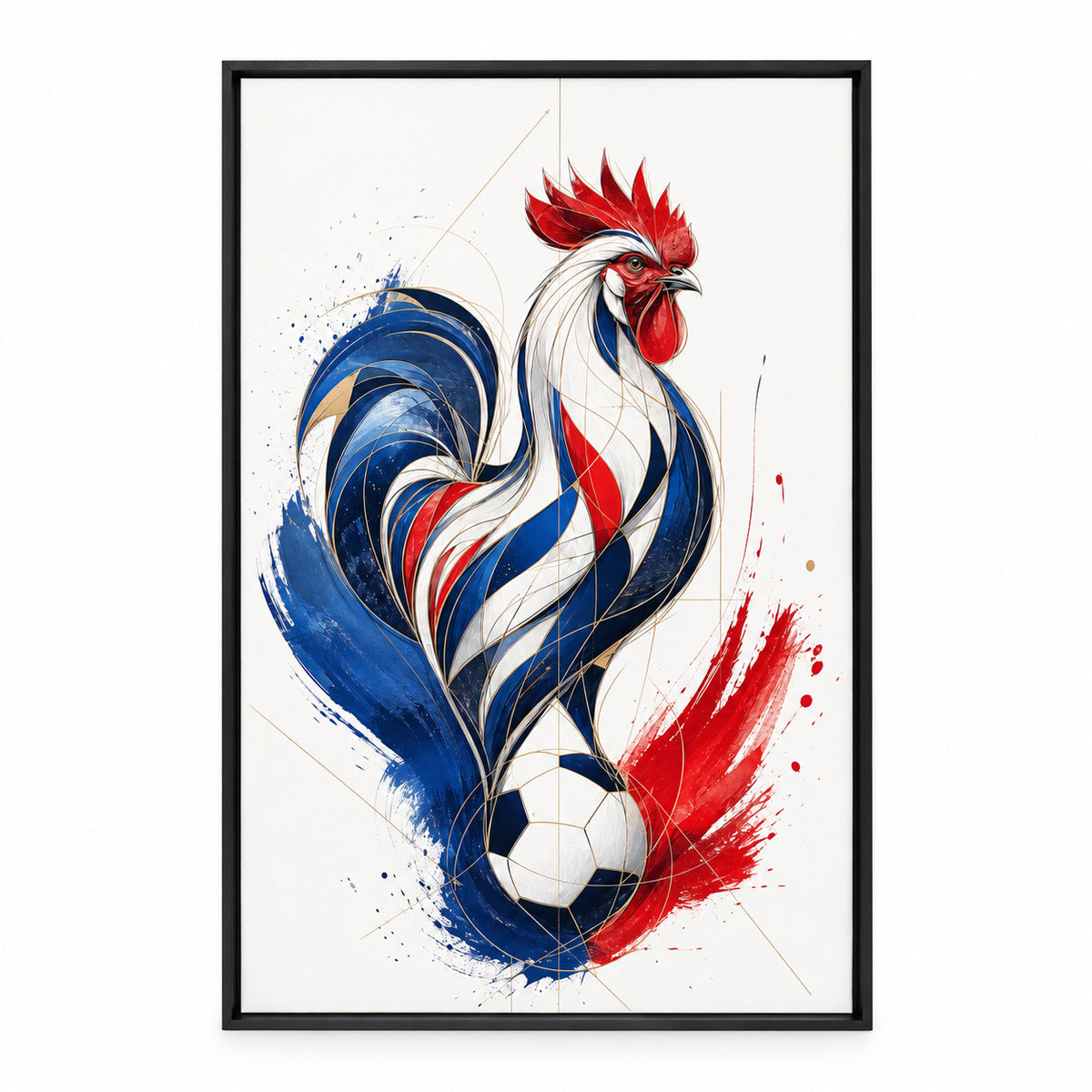 France Rooster National Pride Soccer Canvas Wall Art | black_sku