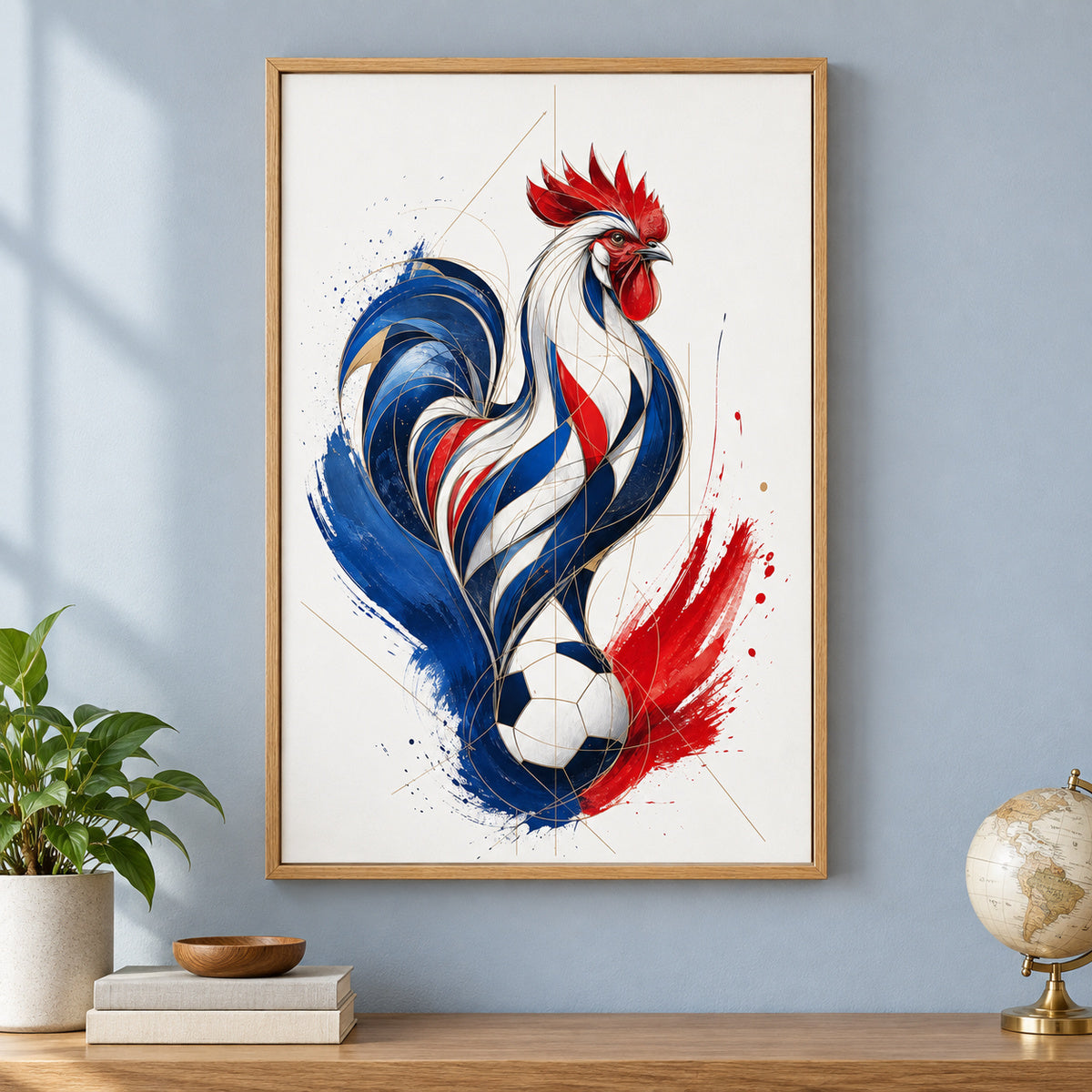 France Rooster National Pride Soccer Canvas Wall Art | brown_independent_close