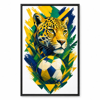 Brazil Jaguar National Pride Soccer Canvas Wall Art | black_sku