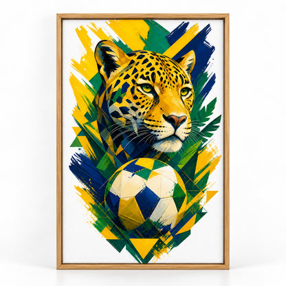 Brazil Jaguar National Pride Soccer Canvas Wall Art | brown_sku