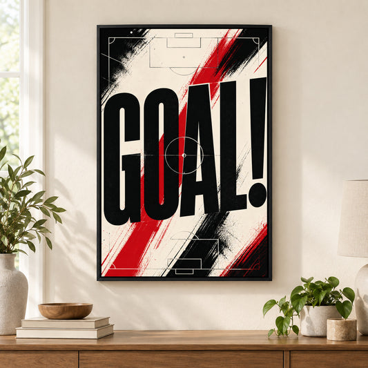 GOAL Soccer Typography Canvas Painting for Game Room Decor | black_independent_close