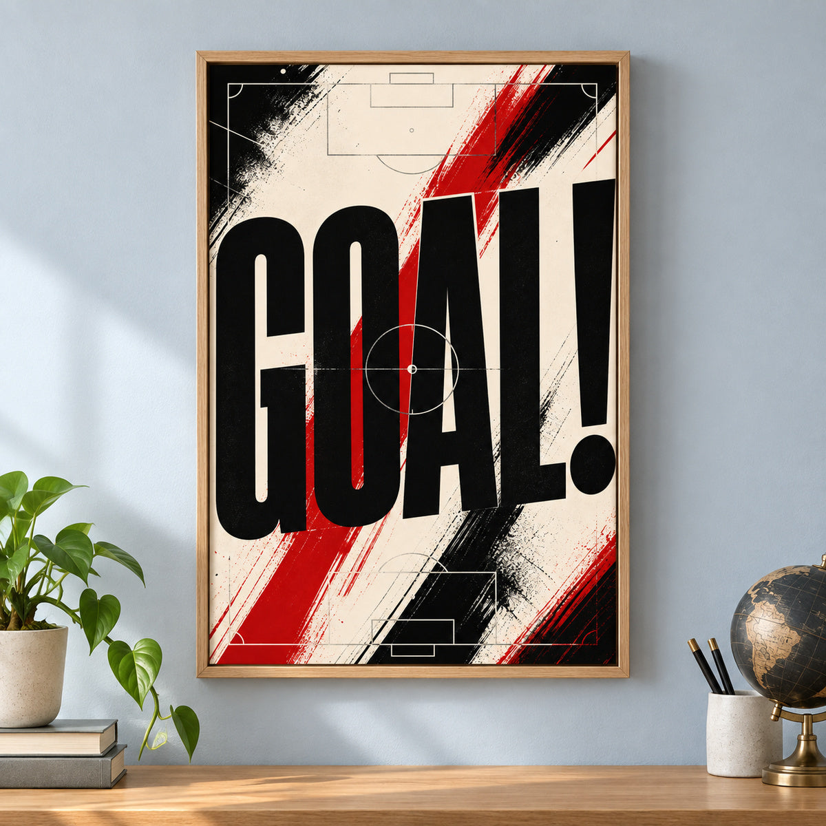 GOAL Soccer Typography Canvas Painting for Game Room Decor | brown_independent_close