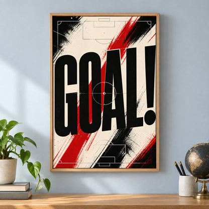 GOAL Soccer Typography Canvas Painting for Game Room Decor | brown_independent_close