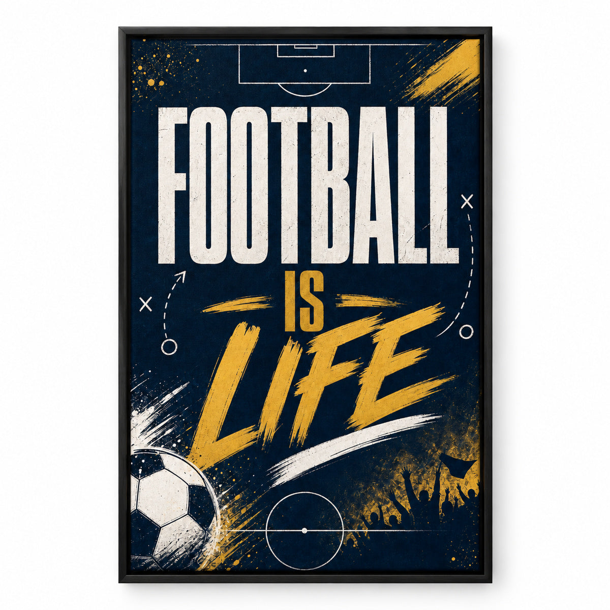 Football Is Life Typography Canvas Painting Wall Decor | black_sku